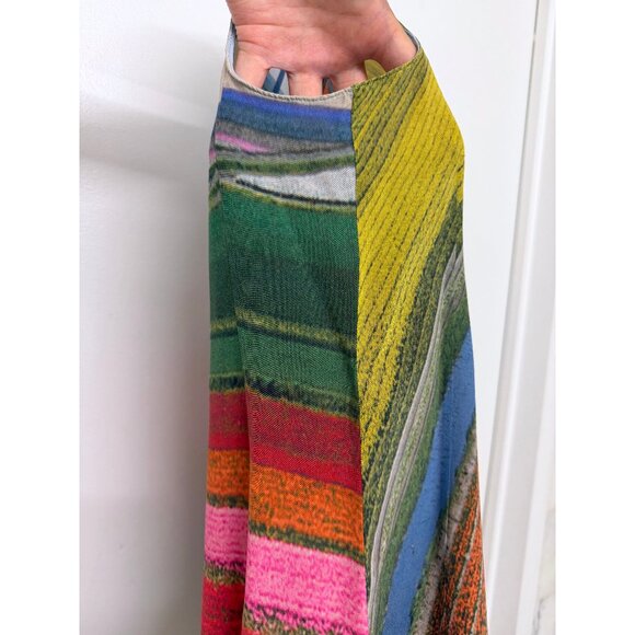 Akris Tulip Farm Flower Field Tank Top Silk Stripe Rainbow Floral Blouse 12 - Picture 12 of 13